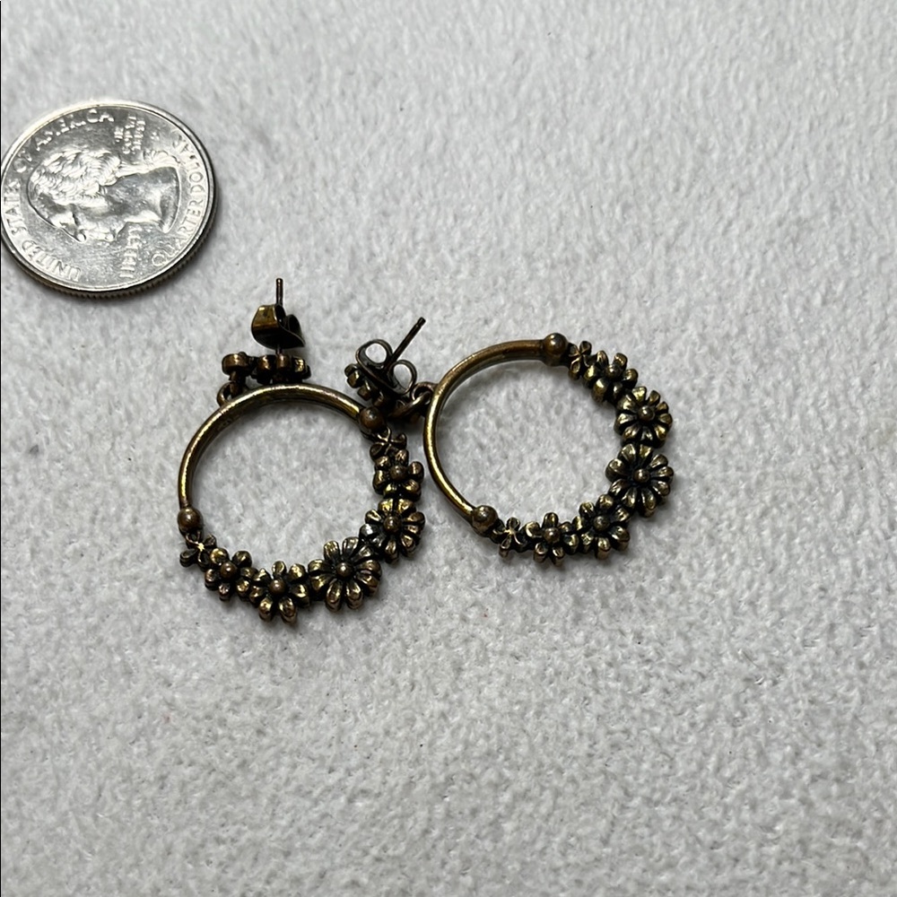 Gold Textured Hoop Earrings with Intricate Design